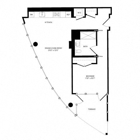 Floor plan layout diagram for 1L w/ Terrace