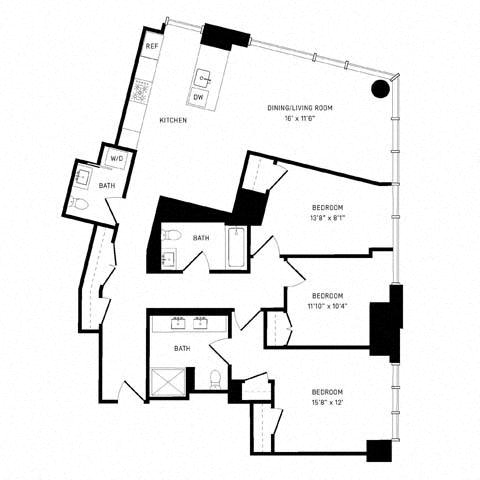 Floor plan layout diagram for 3C