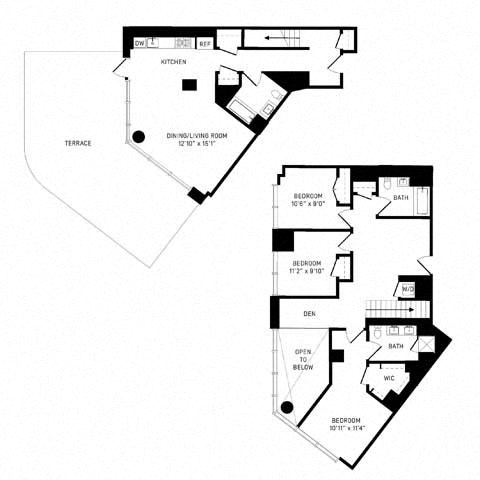 Floor plan layout diagram for 3F w/ Terrace