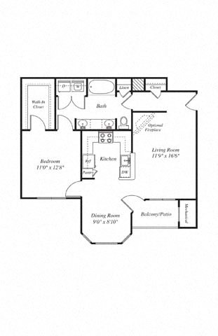 Floor plan layout diagram for 1D Renovation 2