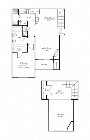 Floor plan layout diagram for 1F Loft