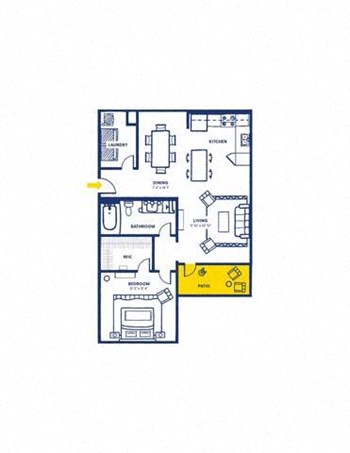 1C w Balcony floor plan