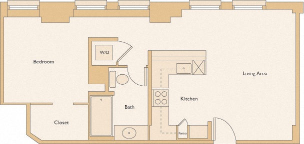 Floor plan layout diagram for 1K