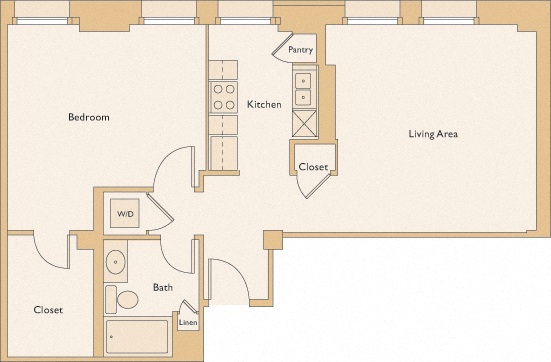 Floor plan layout diagram for 1T