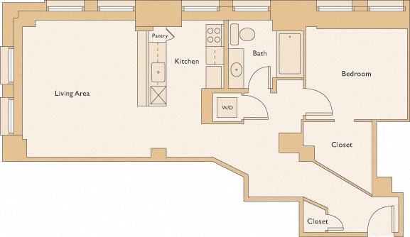 Floor plan layout diagram for 1W