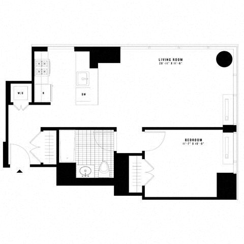 Floor plan layout diagram for 1H Penthouse