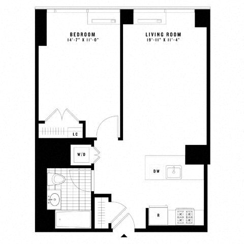 Floor plan layout diagram for 1J