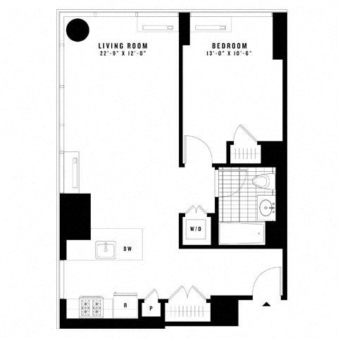 Floor plan layout diagram for 1P