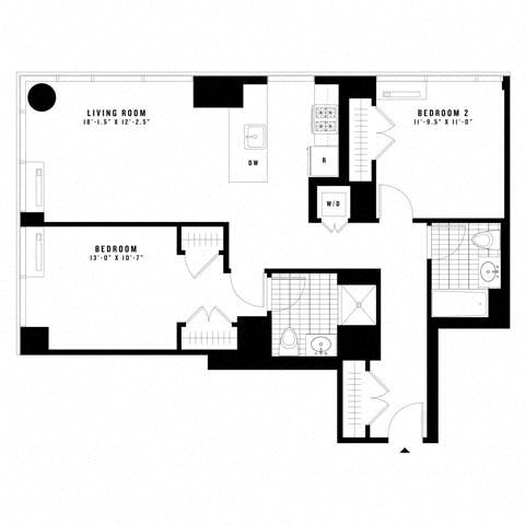Floor plan layout diagram for 2C
