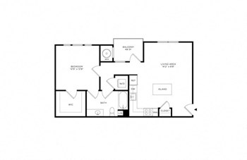1D w/ Balcony floor plan