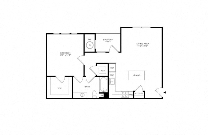 Floor plan layout diagram for 1F w/ Balcony