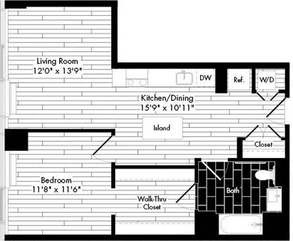 Floor plan layout diagram for 1B