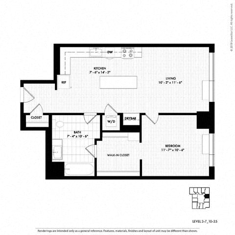 Floor plan layout diagram for 1E