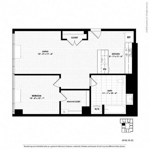 Floor plan layout diagram for 1M