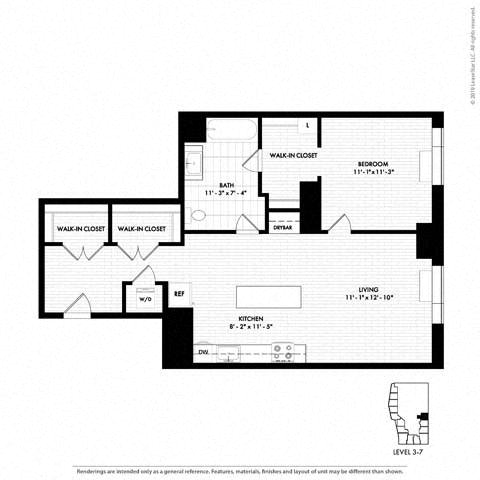 Floor plan layout diagram for 1T
