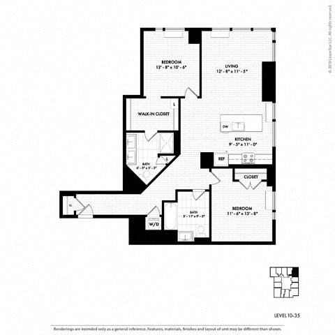 Floor plan layout diagram for 2B