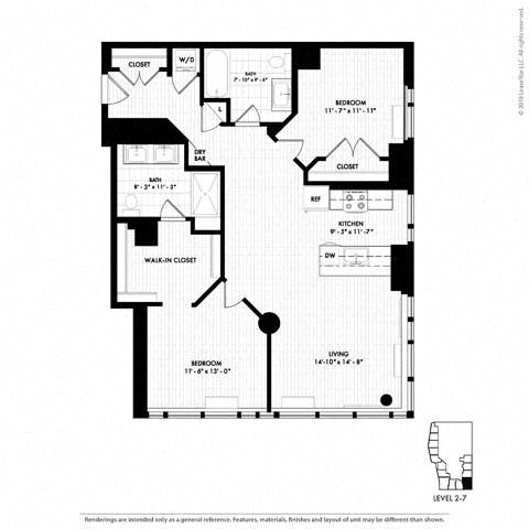 Floor plan layout diagram for 2E