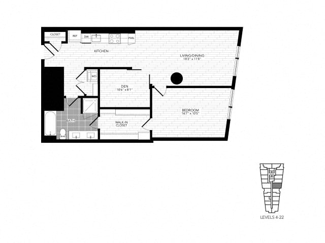 Floor plan layout diagram for 1Y Den