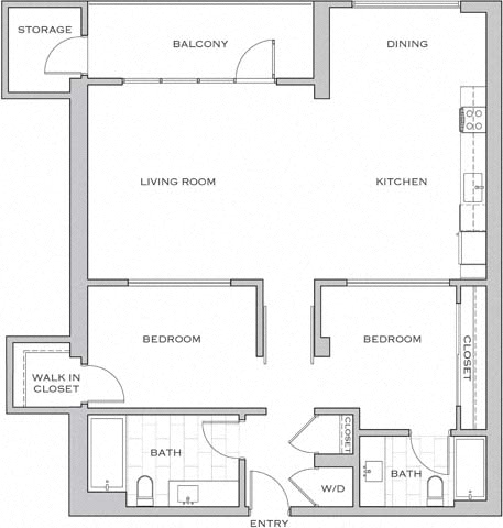 Floor plan layout diagram for 2P w/ Balcony
