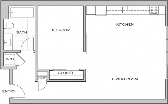 Floor plan layout diagram for Jr 1AE w/ Balcony
