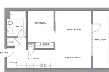 Jr 1K w/ Balcony floor plan