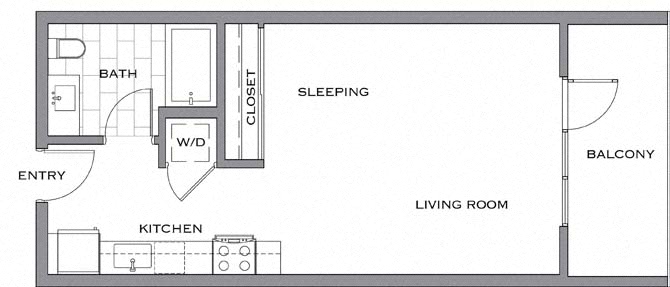 Floor plan layout diagram for SA w/ Balcony