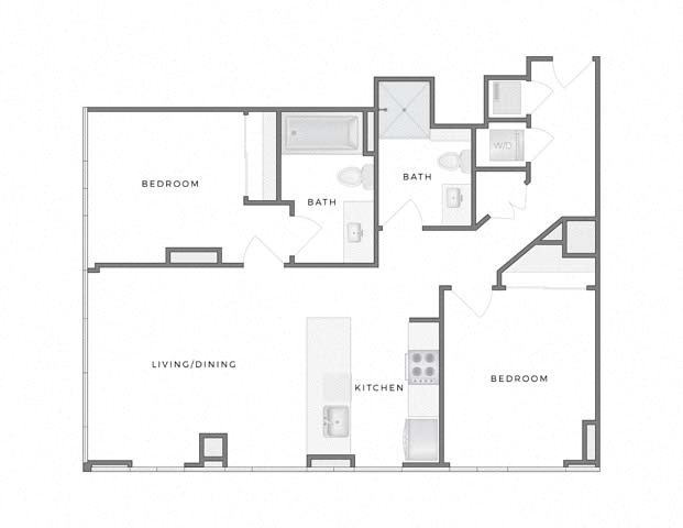 Floor plan layout diagram for 2B