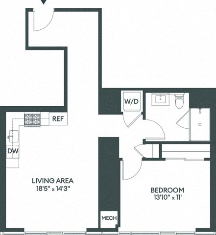 Floor plan layout diagram for 1E
