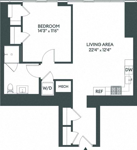 Floor plan layout diagram for 1H
