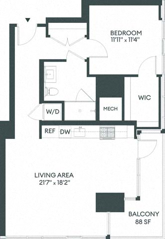 Floor plan layout diagram for 1J