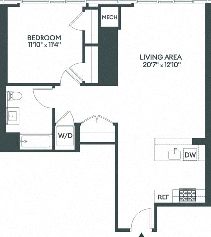 Floor plan layout diagram for 1M