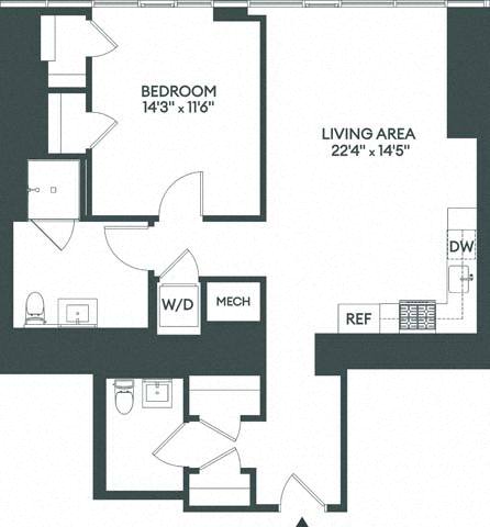 Floor plan layout diagram for 1V
