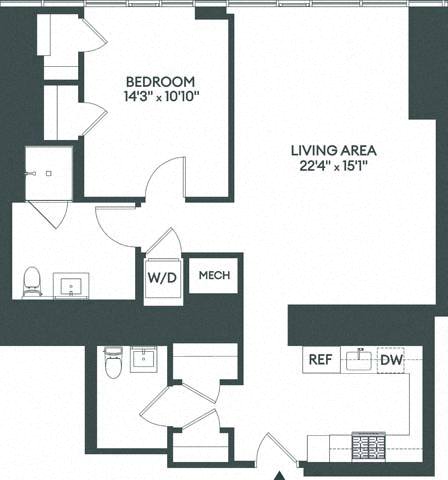 Floor plan layout diagram for 1Y