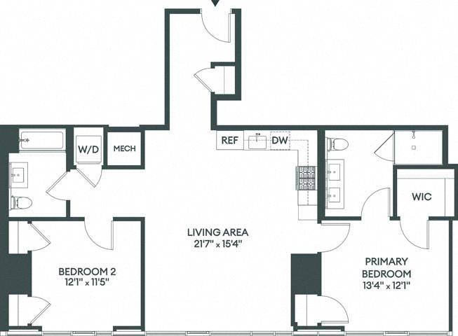 Floor plan layout diagram for 2A