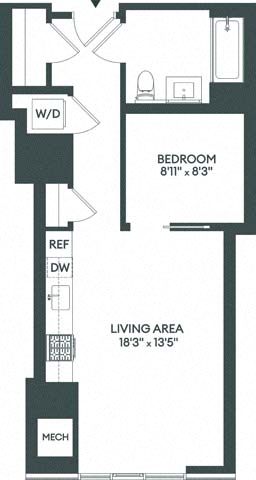 Floor plan layout diagram for 1B