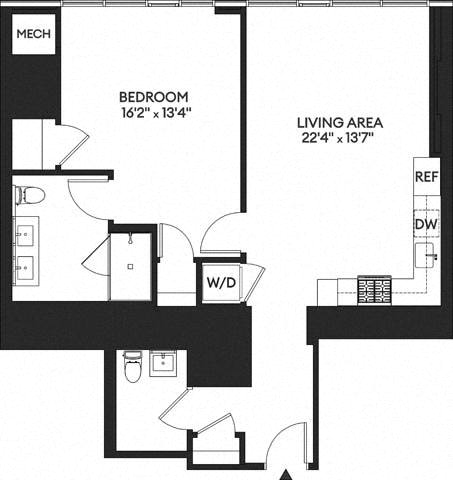 Floor plan layout diagram for 1U