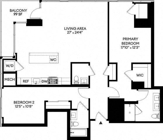 Floor plan layout diagram for 2H