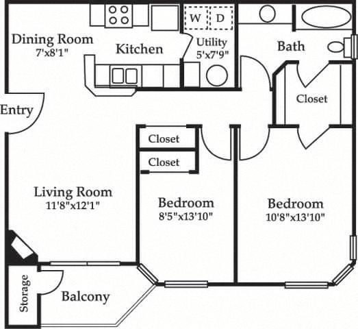 Floor plan layout diagram for 2A
