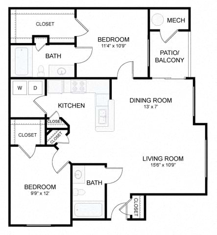 Floor plan layout diagram for 2B Renovation 2