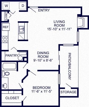 Floor plan layout diagram for 1B
