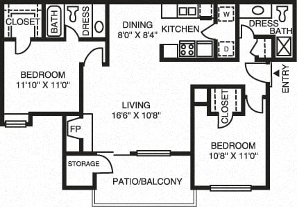 Floor plan layout diagram for 2B Renovation 2