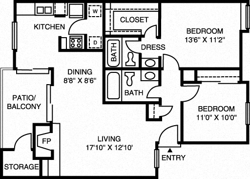 Floor plan layout diagram for 2C Renovation 2