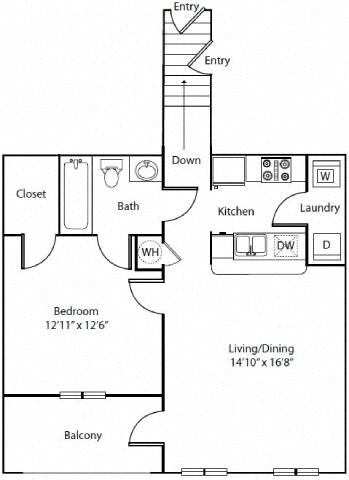 Floor plan layout diagram for 1C