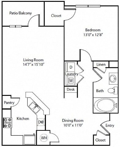 Floor plan layout diagram for 1E
