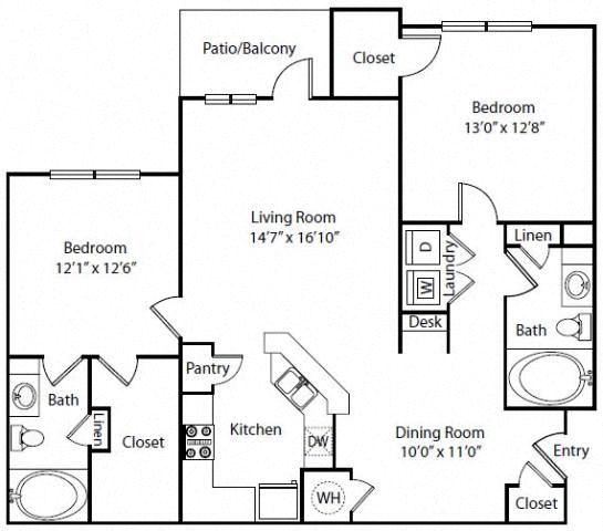 Floor plan layout diagram for 2C