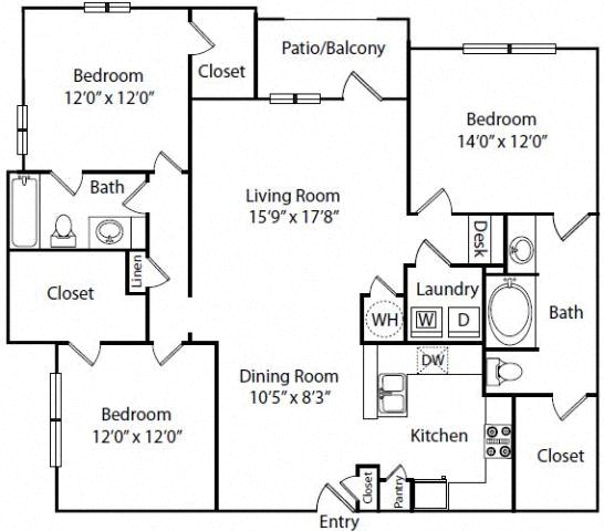 Floor plan layout diagram for 3A