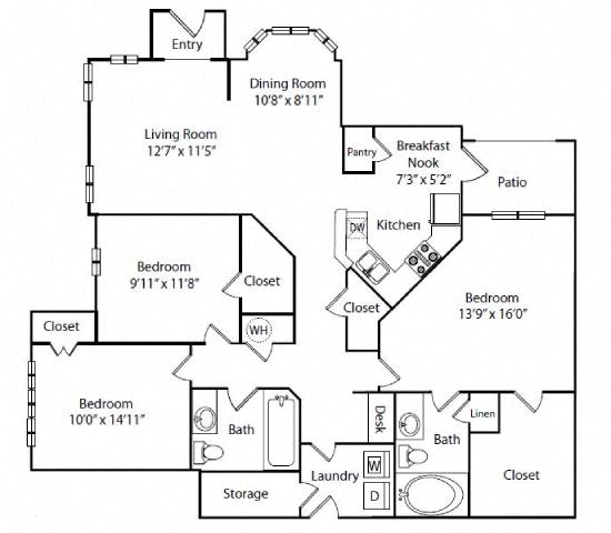Floor plan layout diagram for 3B Renovation 2