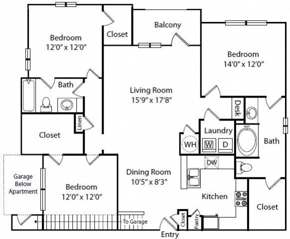 Floor plan layout diagram for 3C