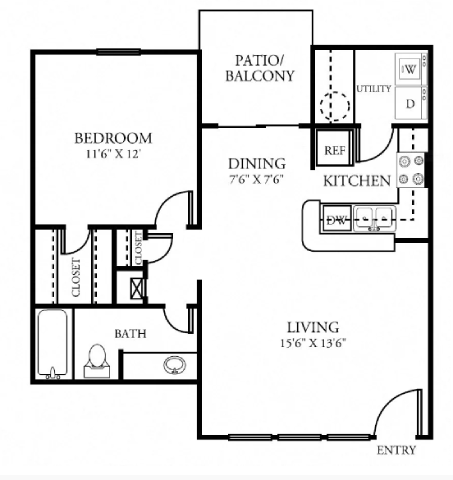 Floor plan layout diagram for 1B Renovation 3