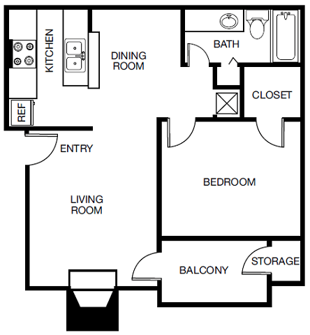 Floor plan layout diagram for 1B Renovation 3